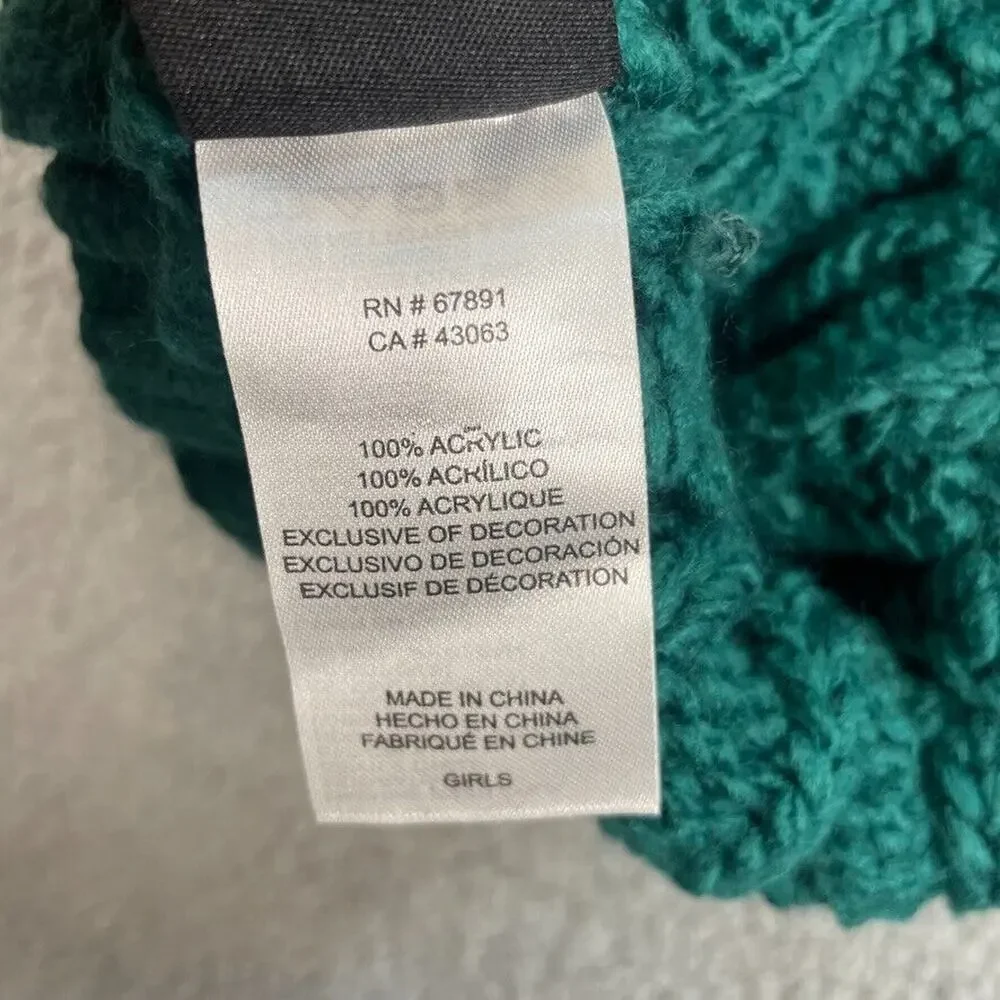 Girls Youth NFL One Size Green Philadelphia Eagles Cable Cuffed Knit Hat w/ Pom